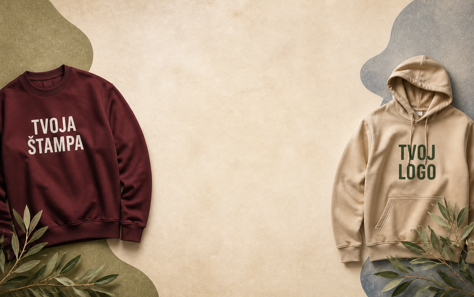 Bordo sweatshirt i bež hoodie za štampu