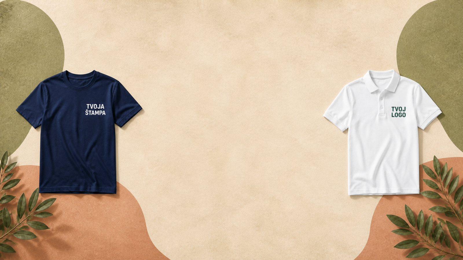 Teget T-shirt i bela polo majica za štampu